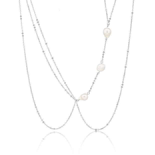 שרשרת בטן Pearl Bloom Silver