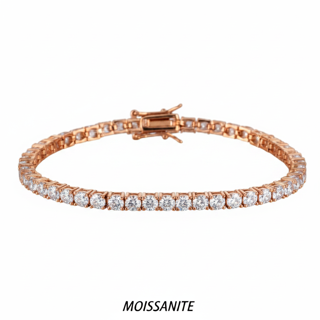 צמיד טניס מוסונייט3 קראט רוז גולד