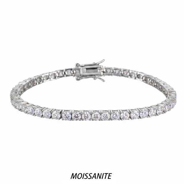 צמיד טניס מוסונייט3 קראט כסף