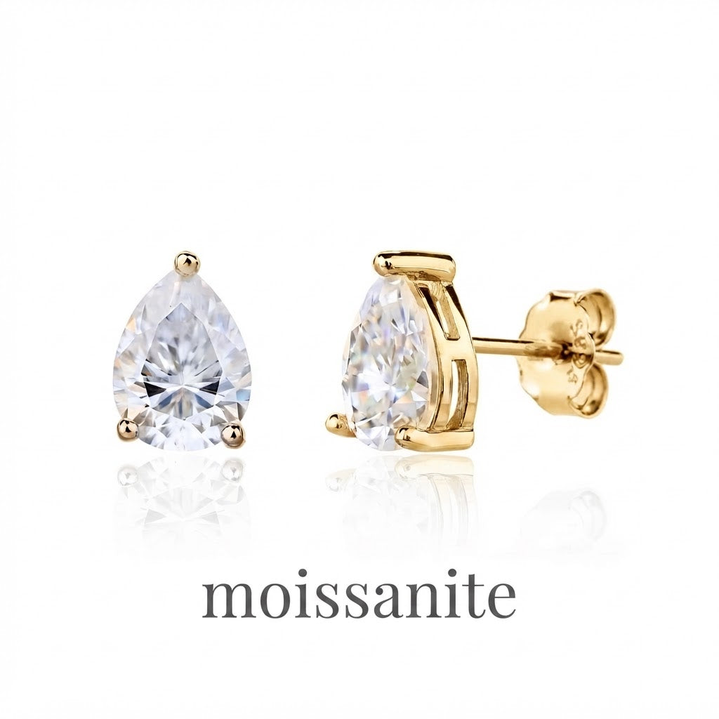 עגיל מוסונייט-Éclat Pear Gold 2.5CT