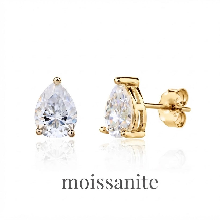 עגיל מוסונייט-Éclat Pear Gold 2.5CT