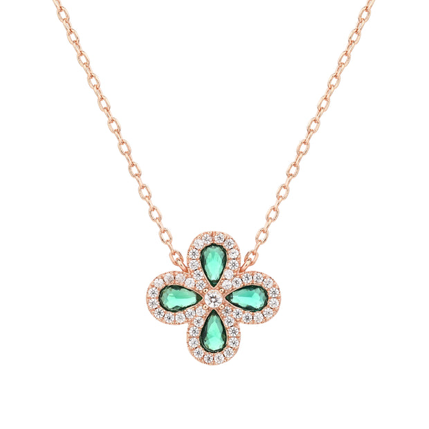 Fiore Necklace rose gold- green