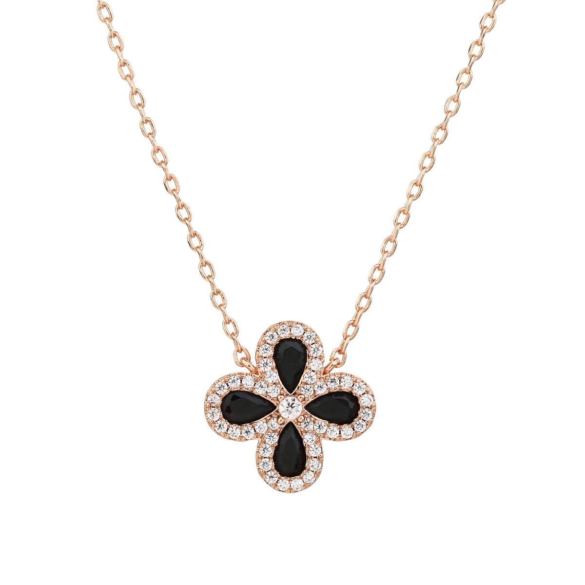 Fiore Necklace rose gold- Black