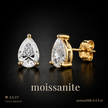 עגיל מוסונייט-Éclat Pear Gold 2.5CT