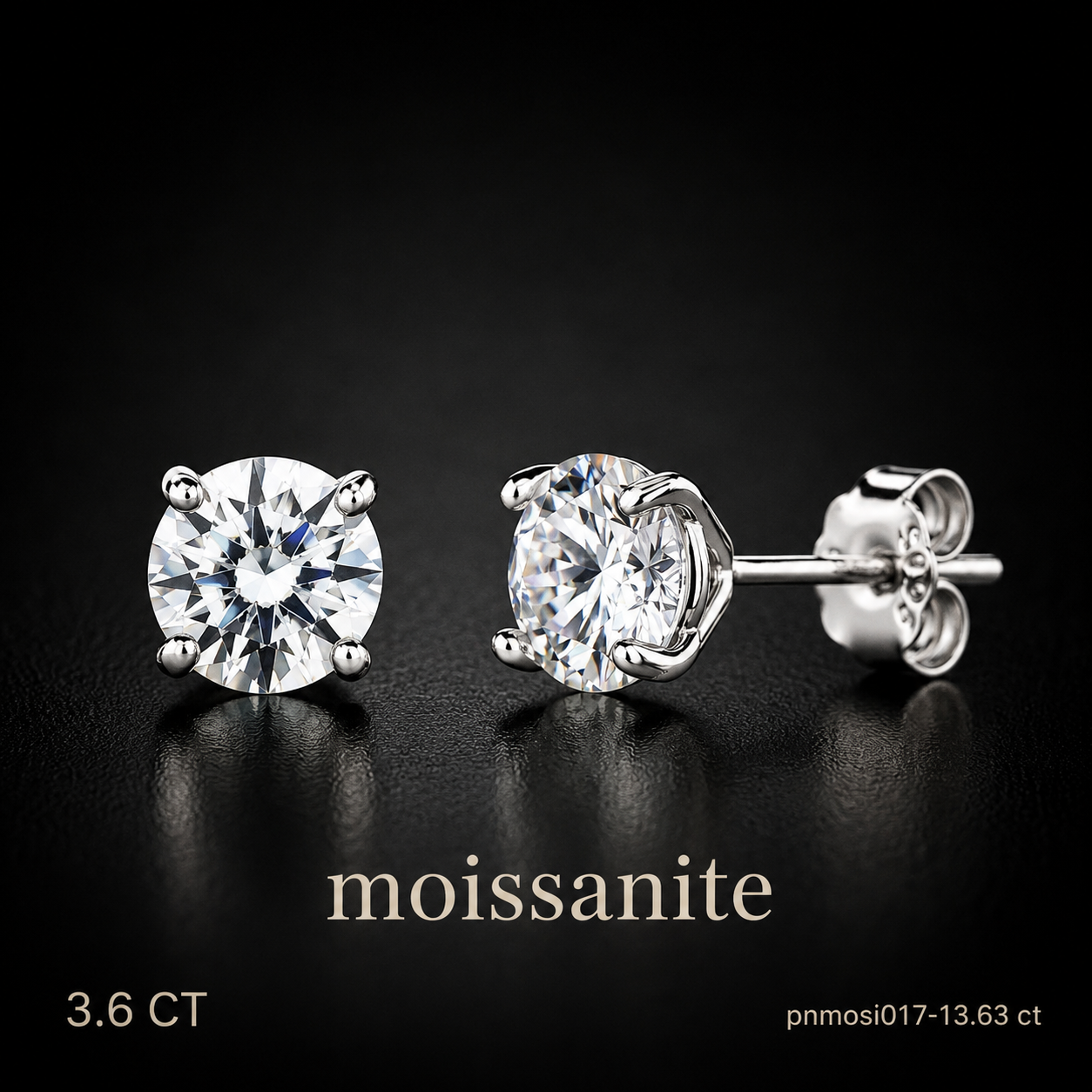 עגיל מוסונייט Éclat Round Silver 3.6CT