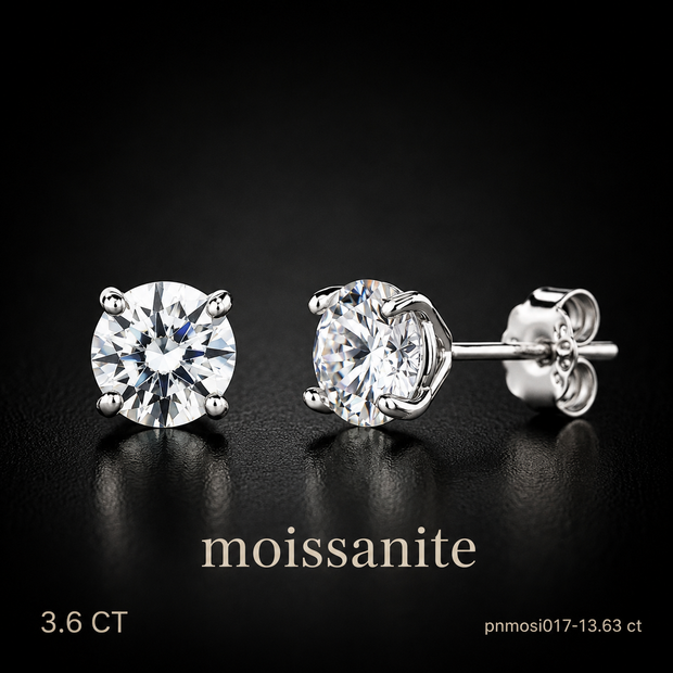 עגיל מוסונייט Éclat Round Silver 3.6CT
