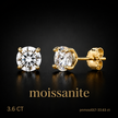 עגיל  מוסונייט Éclat Round Gold 3.6CT